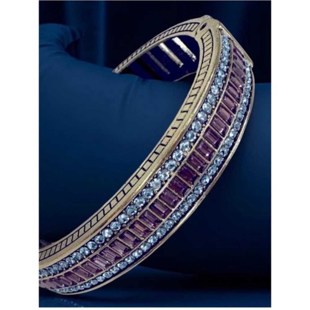 Heidi Daus‎ Sparkle My Way Crystal Bangle Bracelet Rainbow Baguette 7 Inch